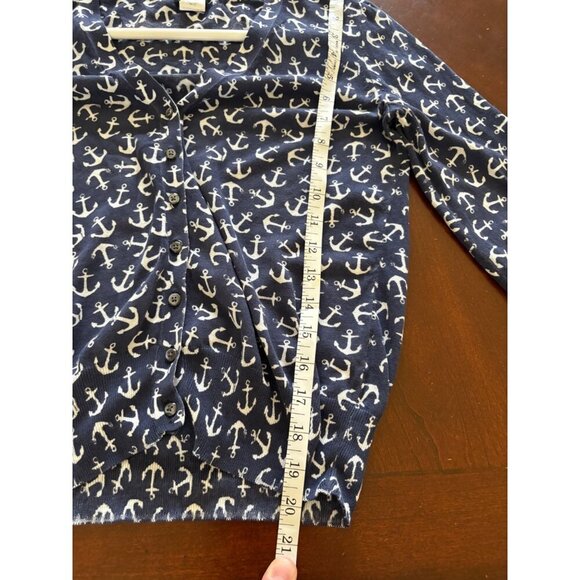 J. Crew Lightweight Gauzy Summer Cardigan Navy and White Anchor Print Size Small - Picture 10 of 11